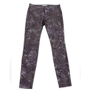 Rich & Skinny metallic gray python animal print skinny jean low rise size 28